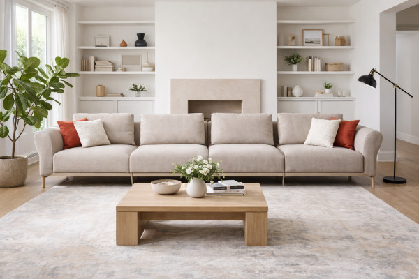 Bankstel 6-zits Gestoffeerde Bank Luxe Woonkamer Modern Design Stijl Nieuw