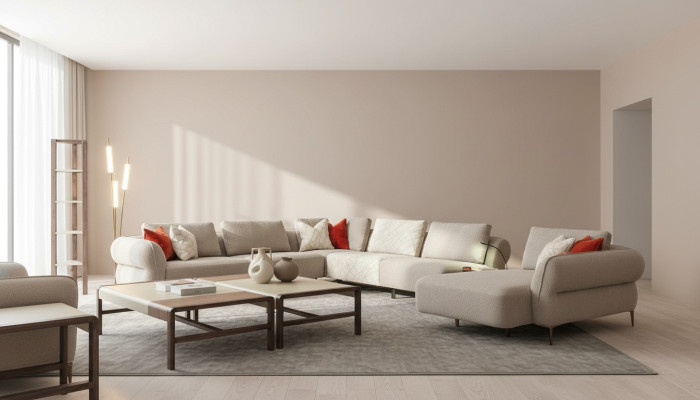 Hoekbank U-vorm Beige Luxe Woonkamer Modern Gestoffeerde Bank Nieuw