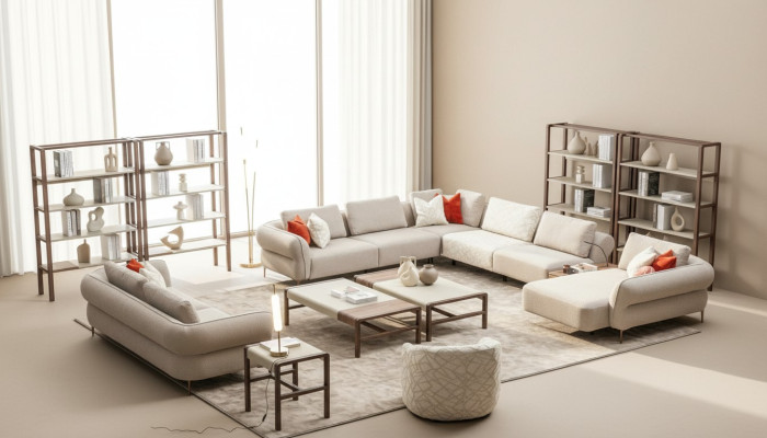 Sofaset 2+1 zits U-vormige bankstel woonkamerset luxe bankstellen.