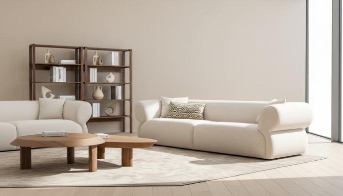 Moderne bank 3-zits Beige Driezitsbank groot 250 cm Banken Bank Luxe meubels Nieuw