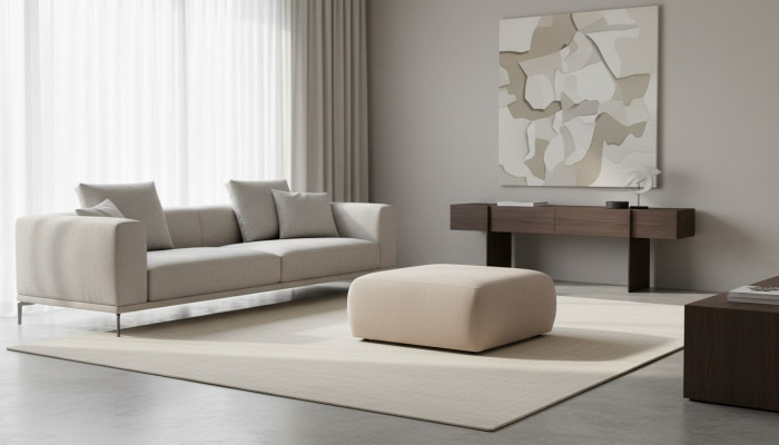 Poef Beige Woonkamer Bekleding Textiel Meubels Meubels Ottomaanse Bank