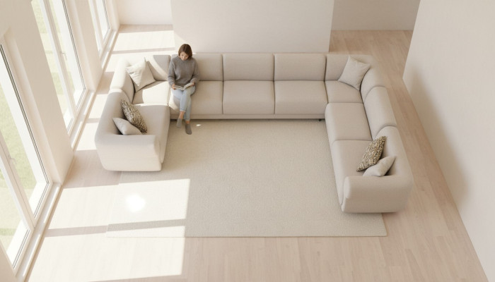 Bank U-vorm Woonkamer Luxe Woonlandschap Ontwerp Beklede Hoekbank Meubelen
