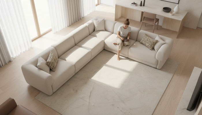 Hoekbank L-vorm Beige hoekbank Meubels textiel Stijl 405x315 Bank Sofa