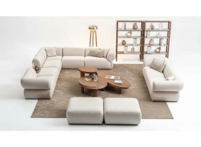 Sofaset woonkamer Sofa Set L-vorm 3-zitsbank Poef Set Modern Design