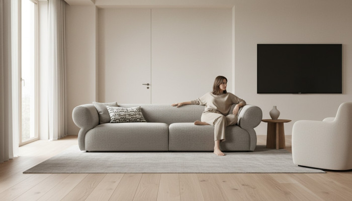 Bankstel 3-zits Beige Bankstel Luxe Woonkamer Modern Design Stoffering Nieuw