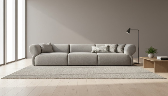 Grote 5-zits stoffen bank met premium textielbekleding in moderne stijl.