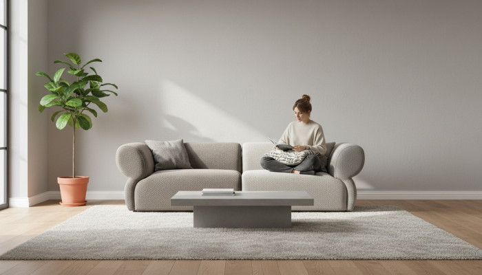 Bank Luxe 3-zits Grijs gestoffeerde bank Woonkamerbank Driepersoonsbank 250cm