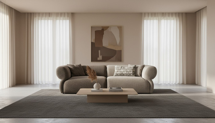 Bank Luxe 3-zits Grijs gestoffeerde bank Woonkamerbank Driepersoonsbank 250cm