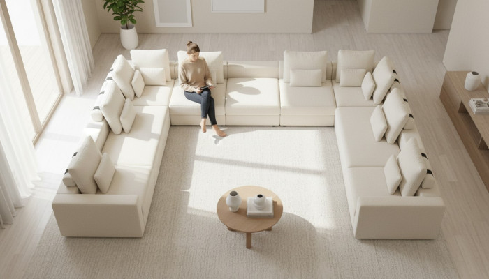 Hoekbank L-vorm Woonkamer Bank Textiel Meubel Ontwerp Modern Sofa met bekleding