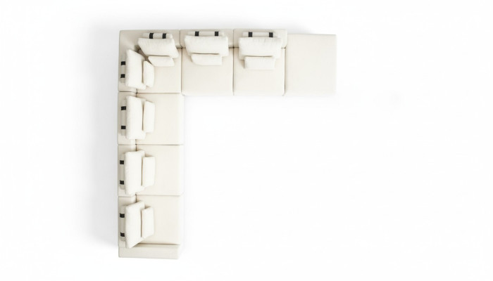 Witte woonlandschap woonkamer L-vorm bank stoffering designer meubelen stijl