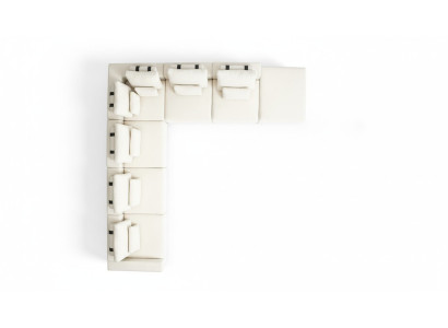 Witte woonlandschap woonkamer L-vorm bank stoffering designer meubelen stijl