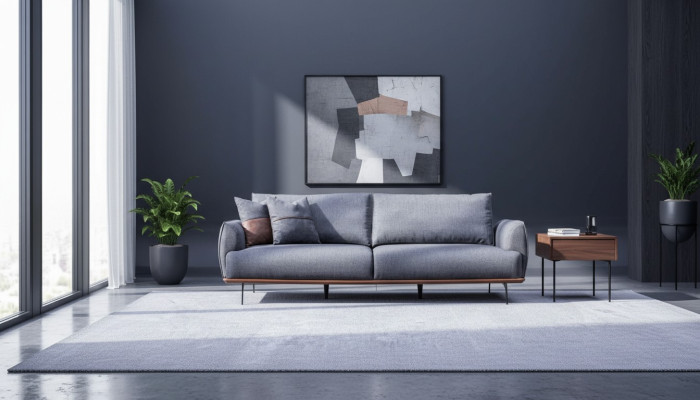Grijze gestoffeerde bank Moderne driezitsbank Woonkamer Stoffen bank Luxe Nieuw