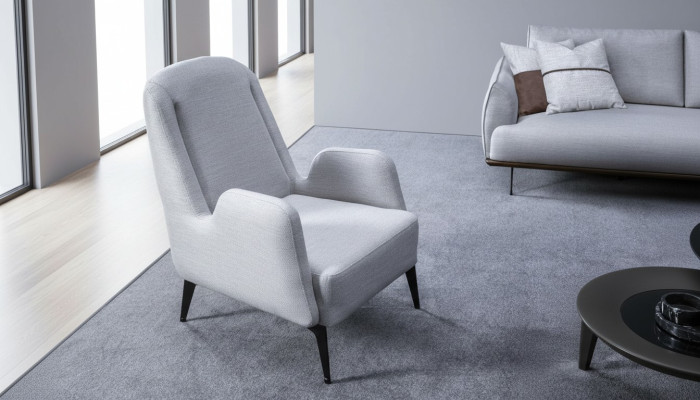 Ontwerper Grijze Fauteuil Luxe 1-Zits Beklede Fauteuil Textiel Beklede Fauteuil