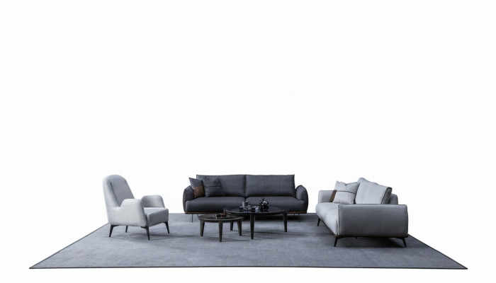 Bankstel Driezitter Fauteuil Set Design Modern Stoffen Bank
