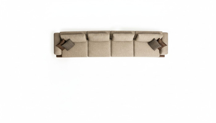 Grote Beige Bankstel Zespersoons Designer Zithoek Textiel
