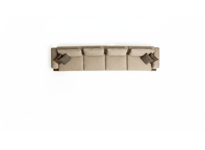 Grote Beige Bankstel Zespersoons Designer Zithoek Textiel