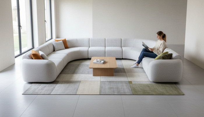 Sofa U-vorm Luxe Woonkamer Design Modern Textiel Bankstel