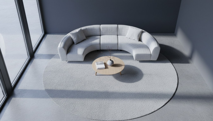 Halfronde grijze hoekbankstel van textiel U-vormige bankstel modern nieuw