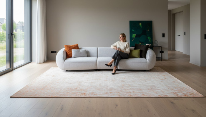 Grijze bank Luxe vijfzits woonkamer bank ontwerper gestoffeerd meubilair.