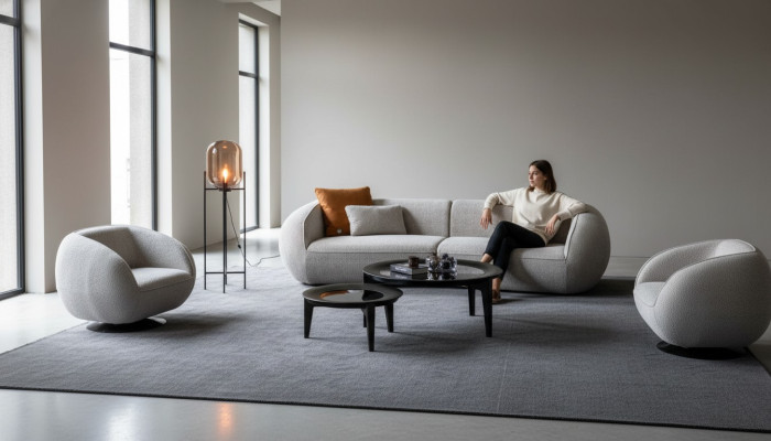Grijze luxe bankstel vierzits fauteuil luxe bankstel textielmeubelen