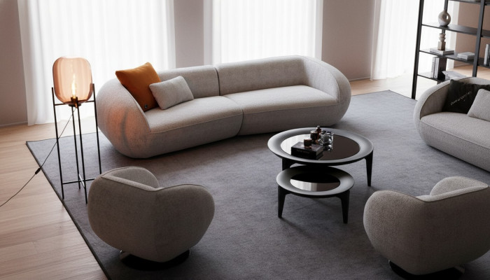 Grijze luxe bankstel vierzits fauteuil luxe bankstel textielmeubelen