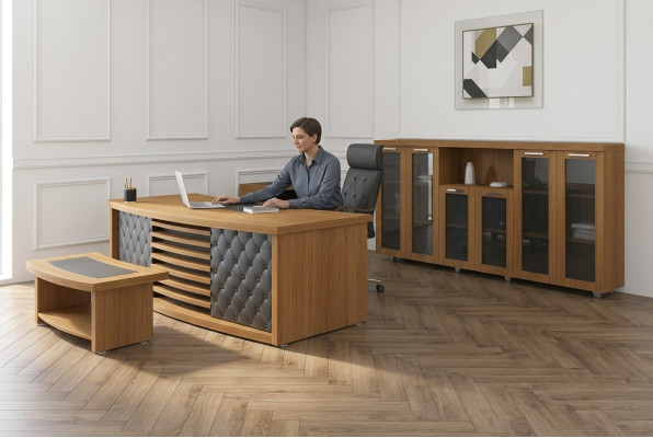 Ontwerp kantoor set luxe houten meubels bureau kast meubilair 4-delig.