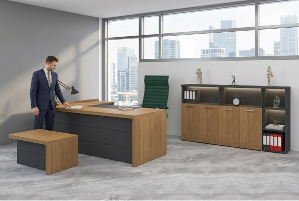 Werkkamer set bureau kasten salontafel kantoorinrichting