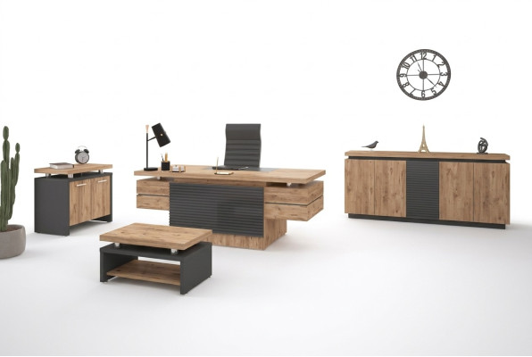 Luxe kantoorset, thuiskantoormeubels, bureaus, kast 4-delig.