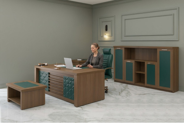 Bruine kantoorinrichting Luxe kantoormeubelen Bureau Designmeubels 4-delig