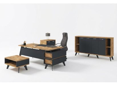 Inrichting kantoor set werkkamer bureau kasten tafel 4-delig