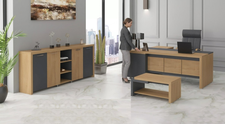 Kantoormeubels Bureau Ladekast Salontafel Luxe meubels 3 delig