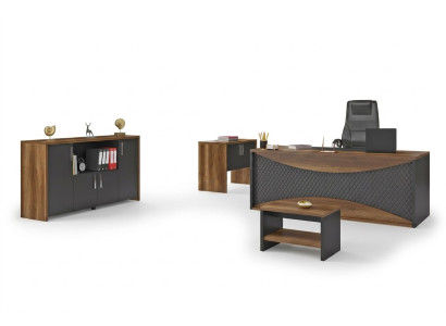 Werkkamer houten meubels kantoorset bureau archiefkast salontafel