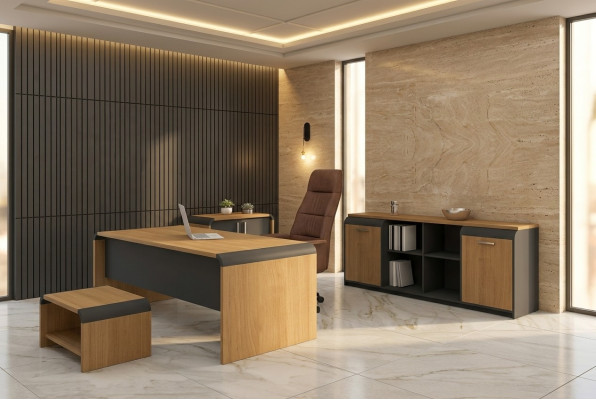 Grote werkkamerset Bureau Ladenkast salontafel Compleet