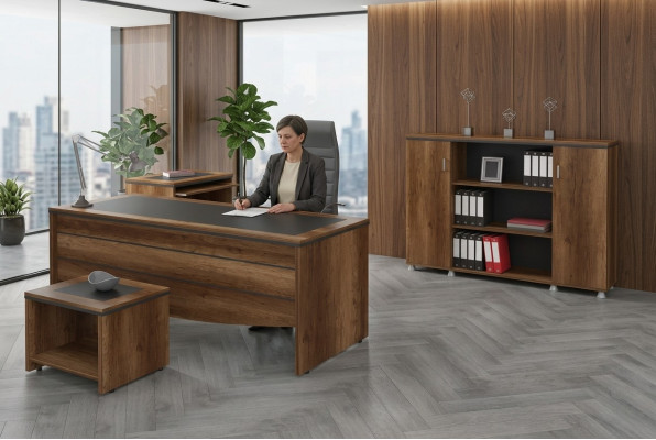 Luxe kantoormeubelen bureau werktafel thuiskantoor set 4-delig