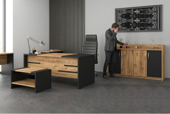 Kantoormeubel set Kantoormeubel Bureau Kast Stijl Modern Nieuw 4 delig.