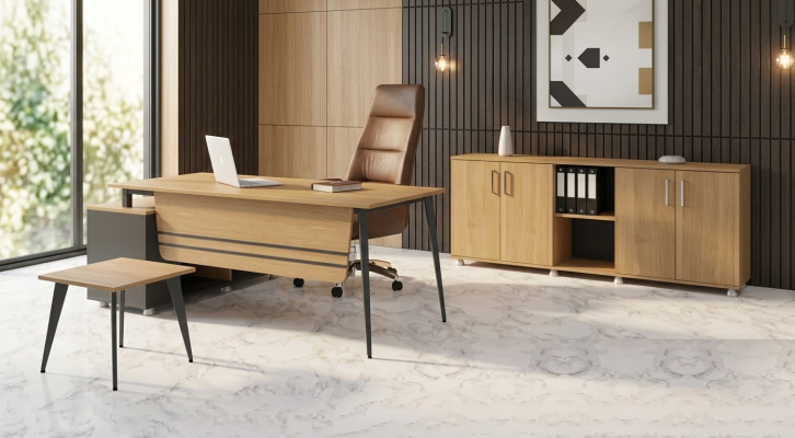 Werkkamerset Nieuwe salontafel Modern design Hoekbureau 3 delig