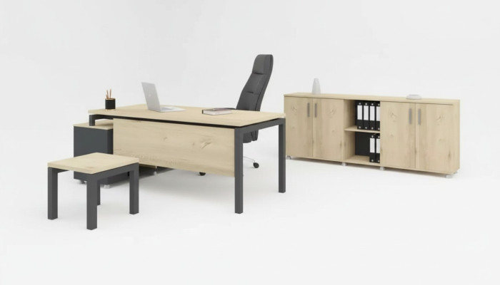 Luxe kantoorset Moderne houten meubelen Hoekbureau Kast Salontafel