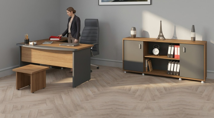 Klassiek houten kantoormeubel set hoekbureau werkkamer meubilair