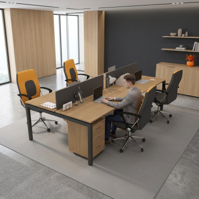 Grote bureautafel Teamtafel voor 4 personen Kantoorinrichting Büromöbel