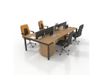 Grote bureautafel Teamtafel voor 4 personen Kantoorinrichting Büromöbel