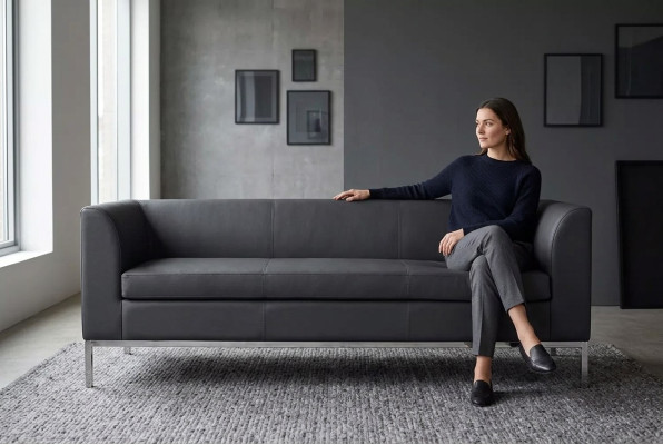 Zwarte gestoffeerde driepersoons luxe meubels voor in de studeerkamer stoffen banken.