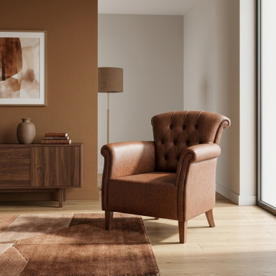 Ontwerper fauteuil bruin Luxe Chesterfield meubels Luxe kantoor directiestoel