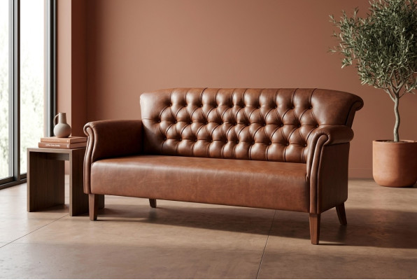 Luxe driezits Chesterfield bank bruin Moderne bankstellen
