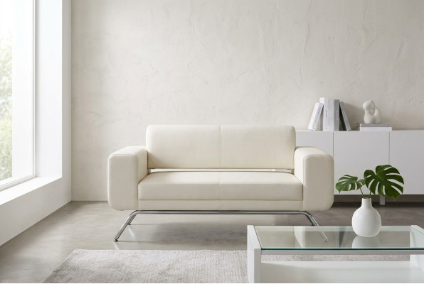 Witte luxe tweezits luxe bank textiel stof kantoormeubilair meubels