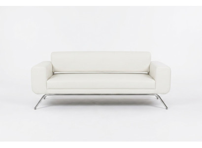 Witte driezitter luxe Roestvrijstalen poten Textielmeubels Kantoorbank Modern
