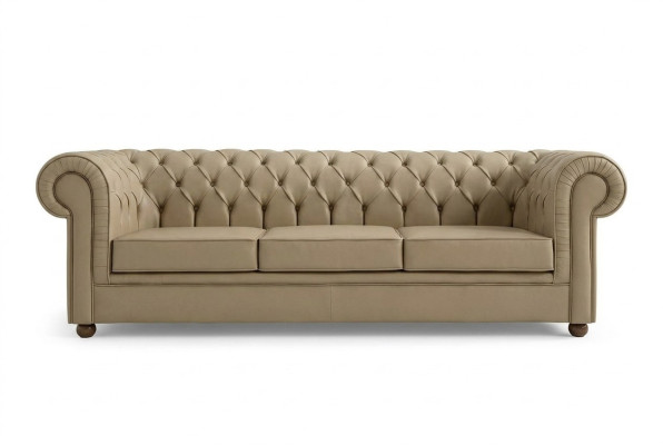 Beige Chesterfield driezitter kantoormeubel sofa gestoffeerde luxueuze meubels