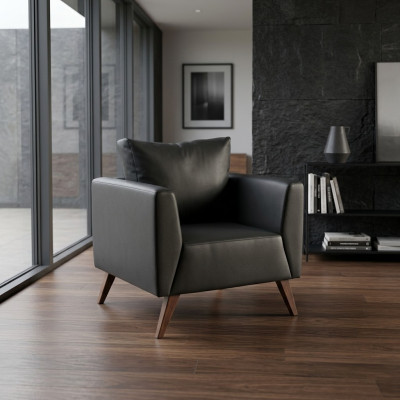 Zwarte fauteuil ontwerp gestoffeerde zitting kantoor thuis nieuw