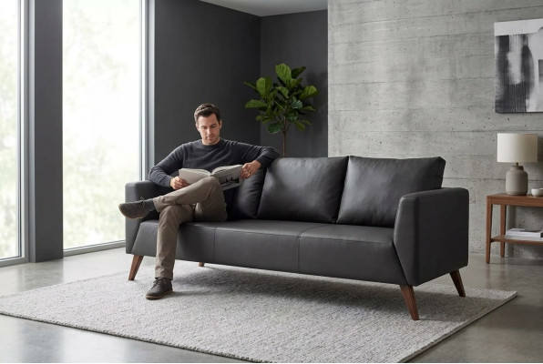 Designer bank Zwarte bank Kantoor meubelen Luxe thuiskantoor meubelen