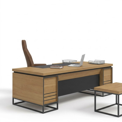 Werkkamer houten bureau directeursbureau computertafel kantoormeubilair