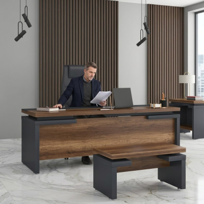 Bruin grijze bureau 220x90cm Luxe tafel Directiebureau Kantoor